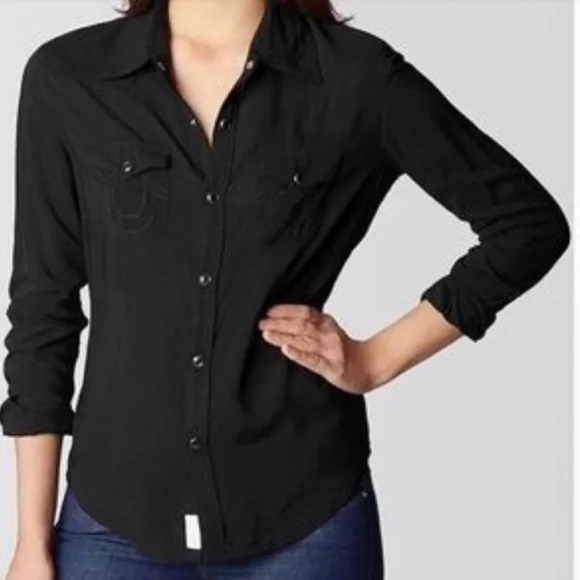True Religion Black Button Down Shirt - Picture 2 of 15
